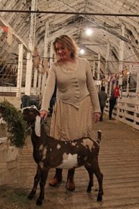 Karen wears her Ivey Abitz bespoke Canterbury Cardigan and Fennefleur Frock at the county fair.