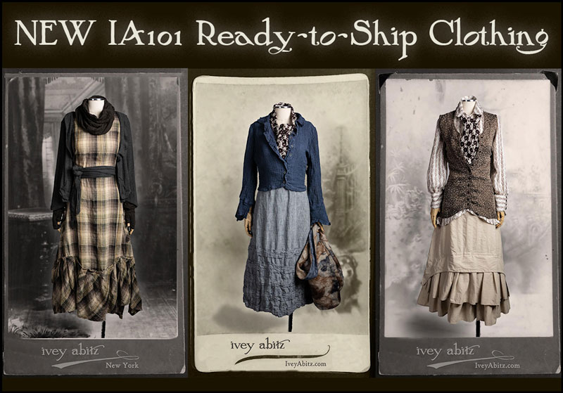 vintage portrait backgrounds with dress forms wearing ivey abitz clothing